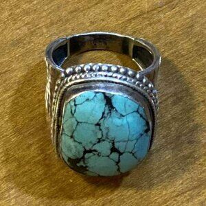 925 Sterling Silver Vintage Natural Turquoise Ring – Size 8 (Approx.)